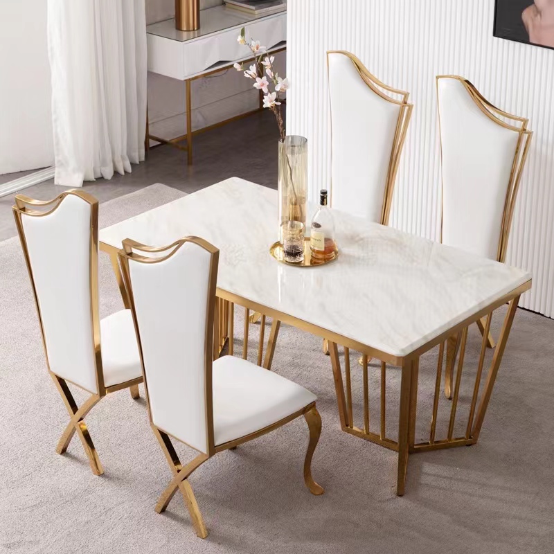 Steel wedding leather fabric velvet hotel stainless steel gold dinning chair