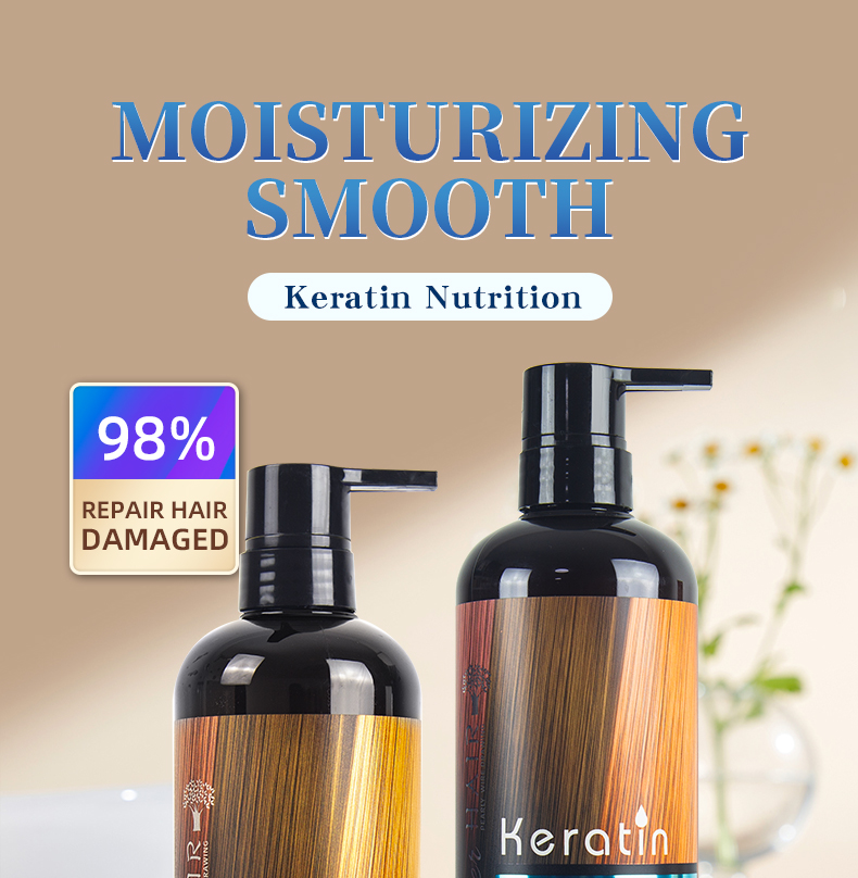Private Logo Natural Keratin Beauty Hair Care Set Protein Shampoo and Conditioner for Women Anti Hair Loss Products from China supplier