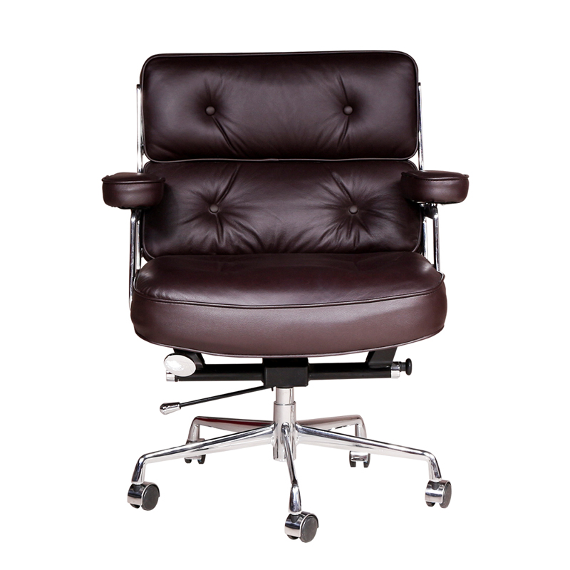1PCS USA free shipping Aluminum alloy frame leather swivel chair modern black cheap executive office lobby chairs