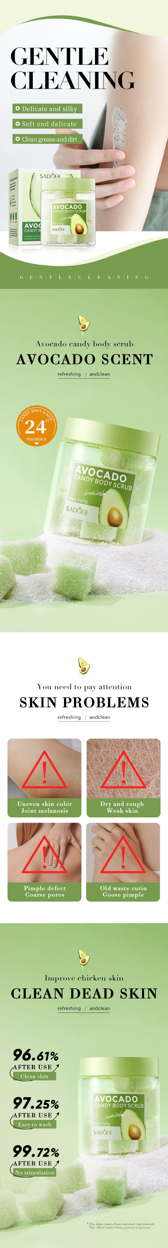 OEM Exfoliating Skin Care Vegan Organic Fruit Candy Sugar Body Scrubs Cubes Bright Soften Avocado Body Sugar Ball Products from China supplier