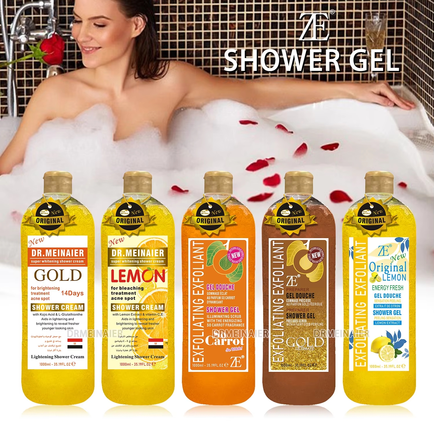Wholesale 1000ml Fruit Scrub Shower Gel Silky Smooth Refreshing and Moisturizing Skin Cleansing and Long-lasting Body Wash from China supplier