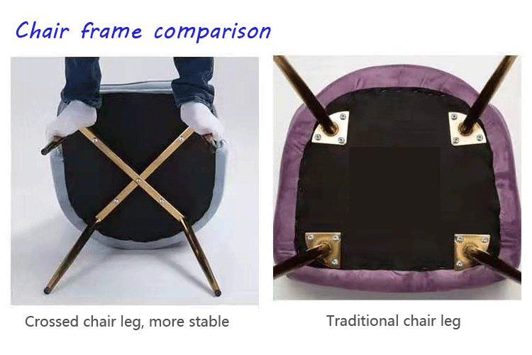 Hot selling upholstered dining room sofa chairs set metal leg velvet fabric