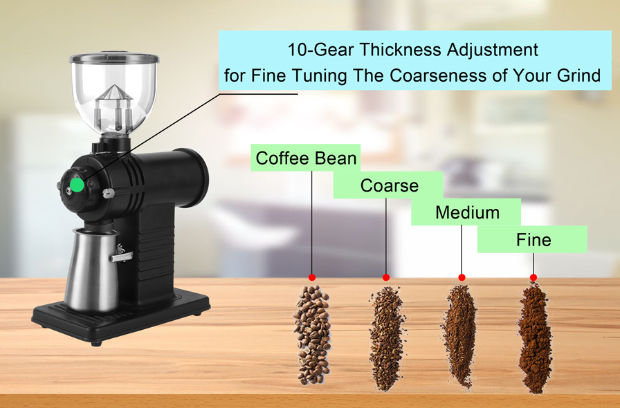 Adjustable grinding thickness ghost teeth Burr electric coffee grinder