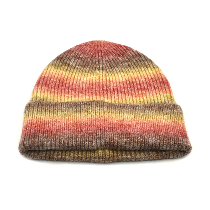 Hot sale soft winter warm tie-dye solid color knitted beanie hats from China supplier
