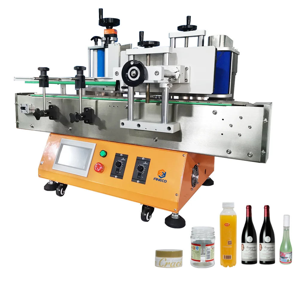 FK909 Efficient double sided label Self-Adhesive Flat Container two sided bottle Front & Back Two sides labeling machine from China supplier