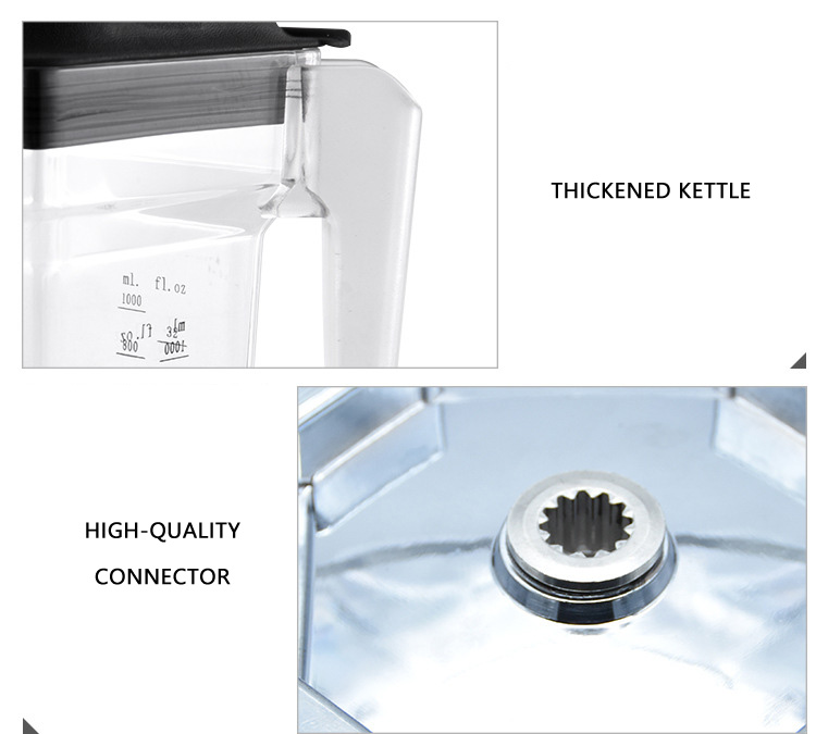 Low noise 1800W high power multifunctional commercial smoothie blender, electric fruit juicer, grain blender