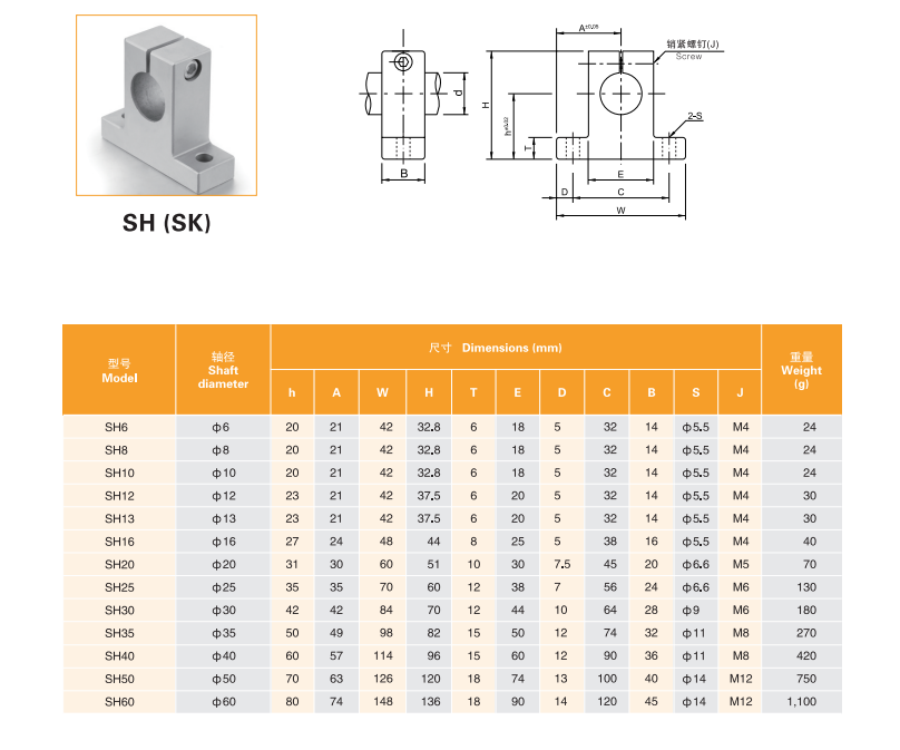 OEM Service MYT Brand 8mm SK8 SH8 Ball Bearing  Linear Rail Shaft Support for CNC Router and 3D printer sliding from China supplier