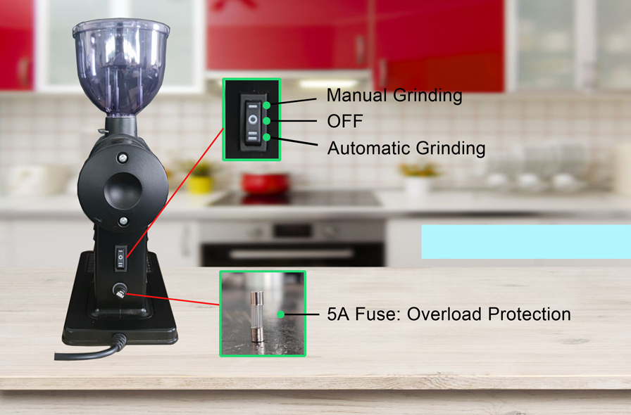 Adjustable grinding thickness ghost teeth Burr electric coffee grinder