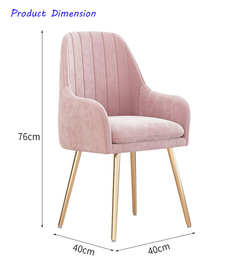 Hot selling upholstered dining room sofa chairs set metal leg velvet fabric