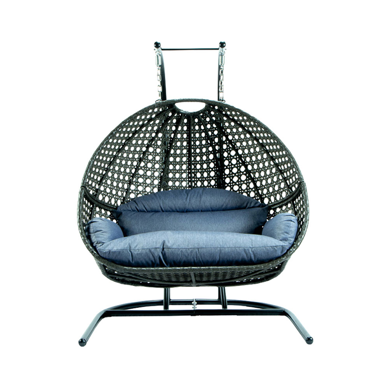 USA in stock free shipping cost metal swing frame ratan egg shaped garden swing chair