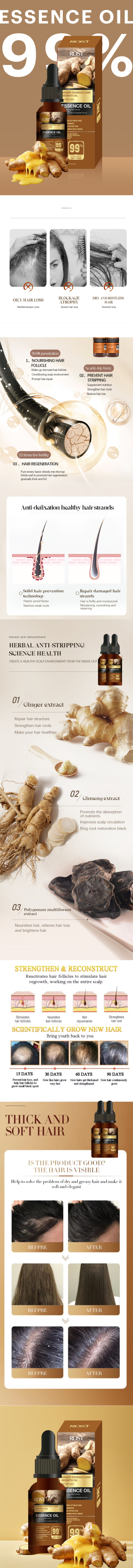 OEM Custom Logo Organic Ginger Anti Loss Hair Care Serum 30ml Moisturizing Nourishing Hair Growth Products Set from China supplier