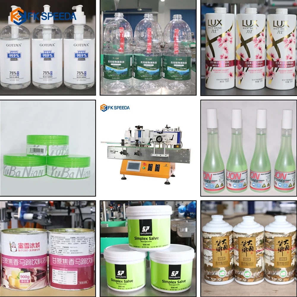 FK606 Factory Make Small Semi Automatic Desktop Round Jar Wine Beer Whisky Glass Bottle Sticker Labeling Machines With Printer from China supplier