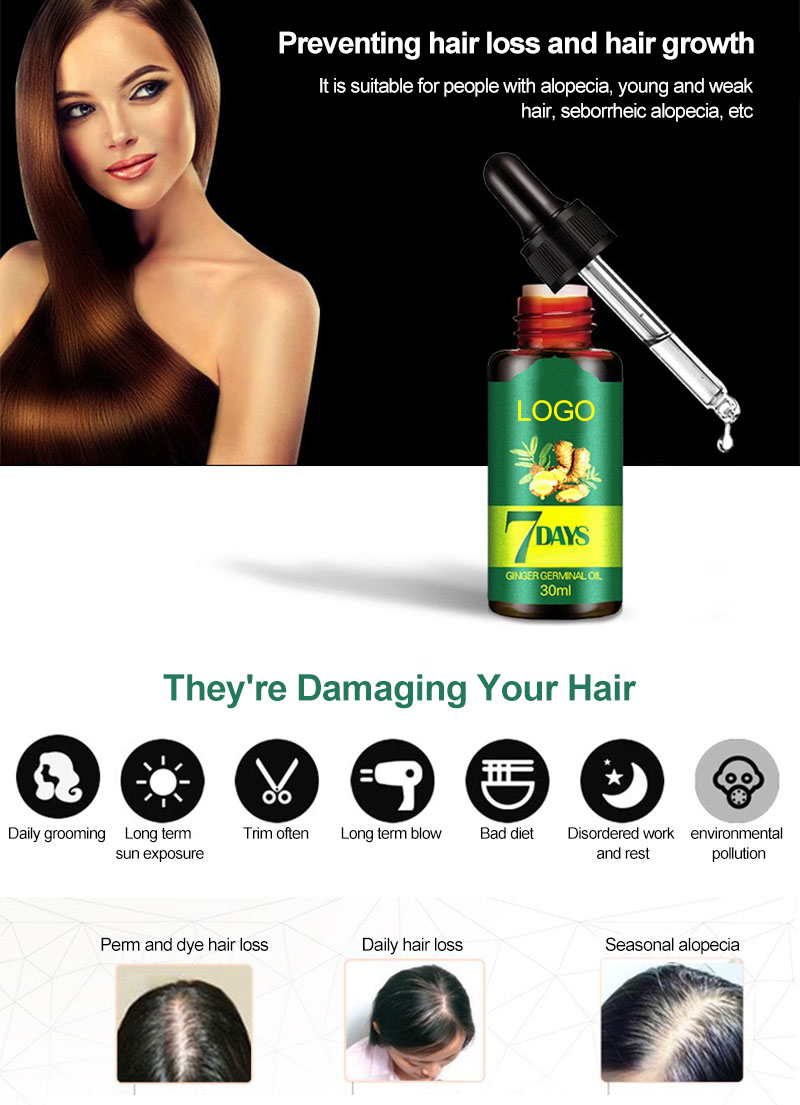 Ready to Ship Private Label Men's Ginger Germinal Serum Oil Anti Hair Loss Treatment Hair Growth Oil from China supplier