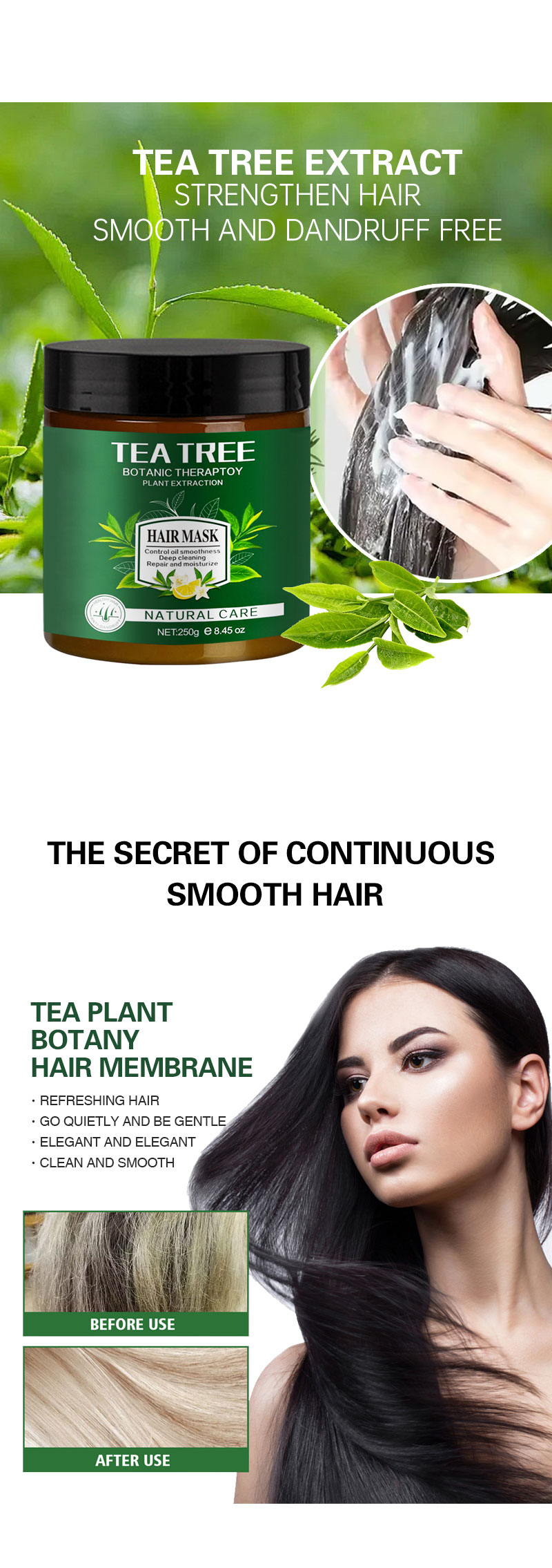 Private Label Beauty Natural Organic Hair Loss Tea Tree Oil Control Anti-Dandruff Shampoo and Conditioner Hair Loss Products from China supplier