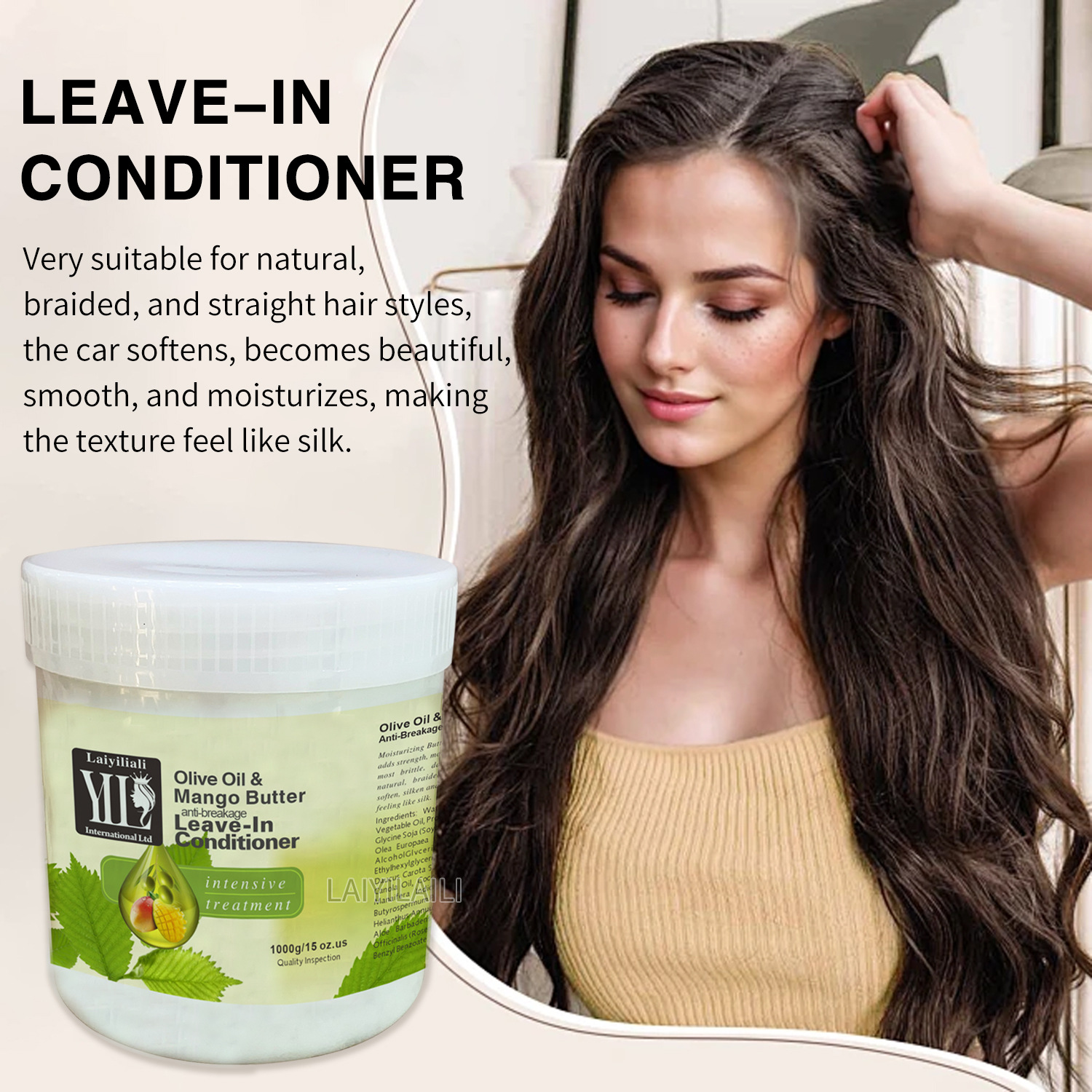 Private Label Olive Oil and Butter Smoothing Conditioner Hair Repair Nourishing Moisturizing Restoring Cream Live-in Conditioner from China supplier