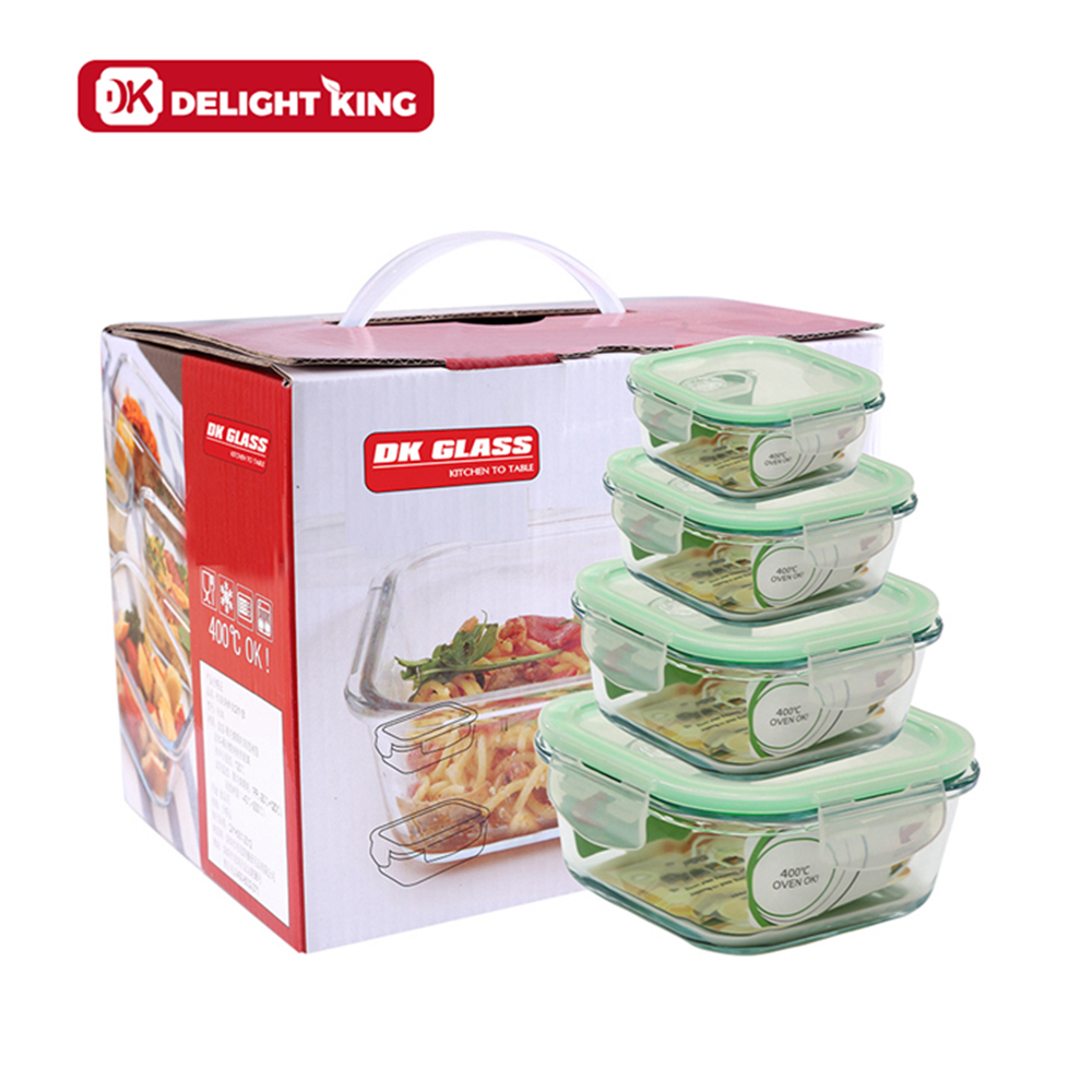 Microwave Oven Safe Glass Divider Lunch Box With Cutlery Lid High Quality Food Package Container from China supplier