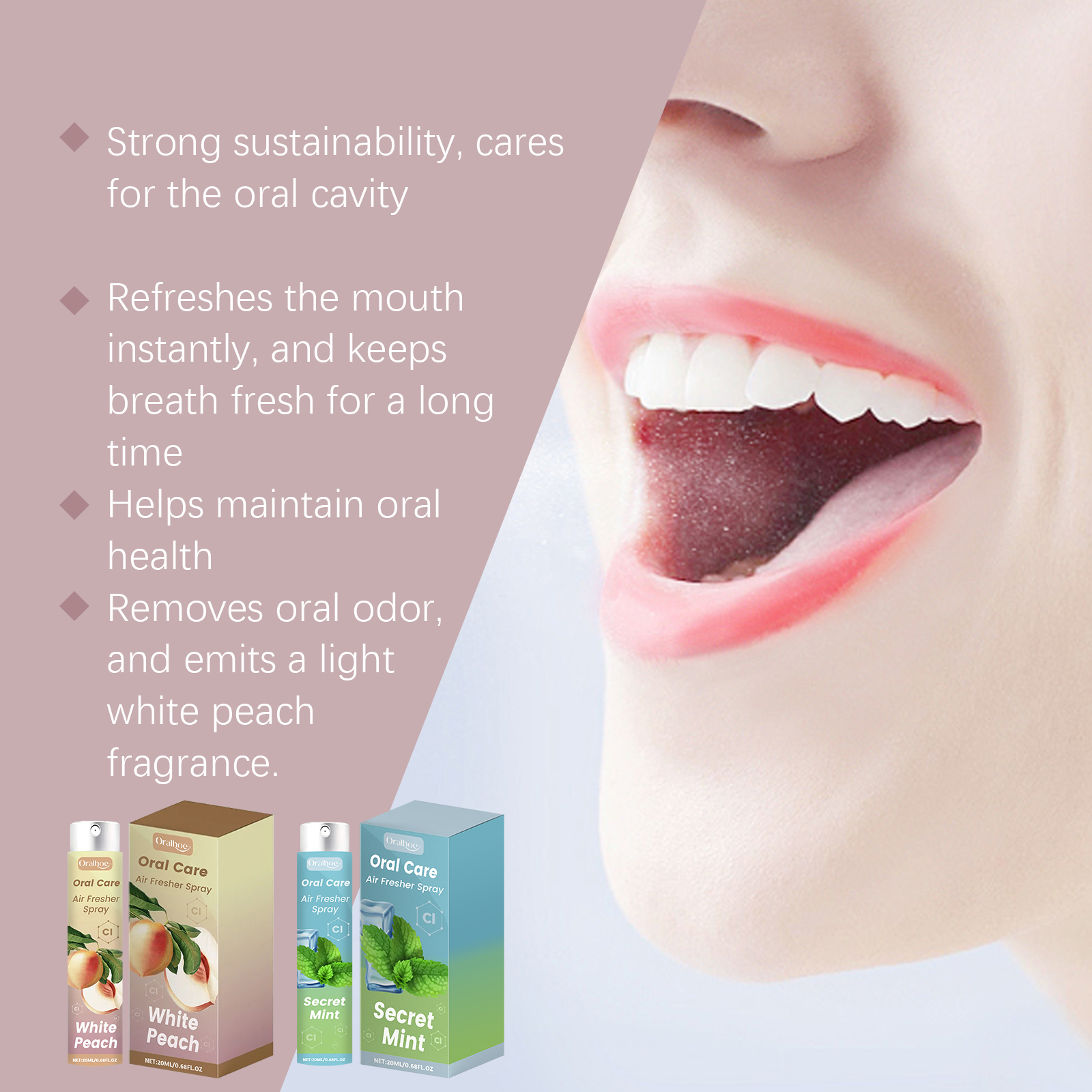 Oral Care Cool Mint Breath Freshener Spray Portable Peach Mint Oral Wholesale Mouth Freshener Products from China supplier