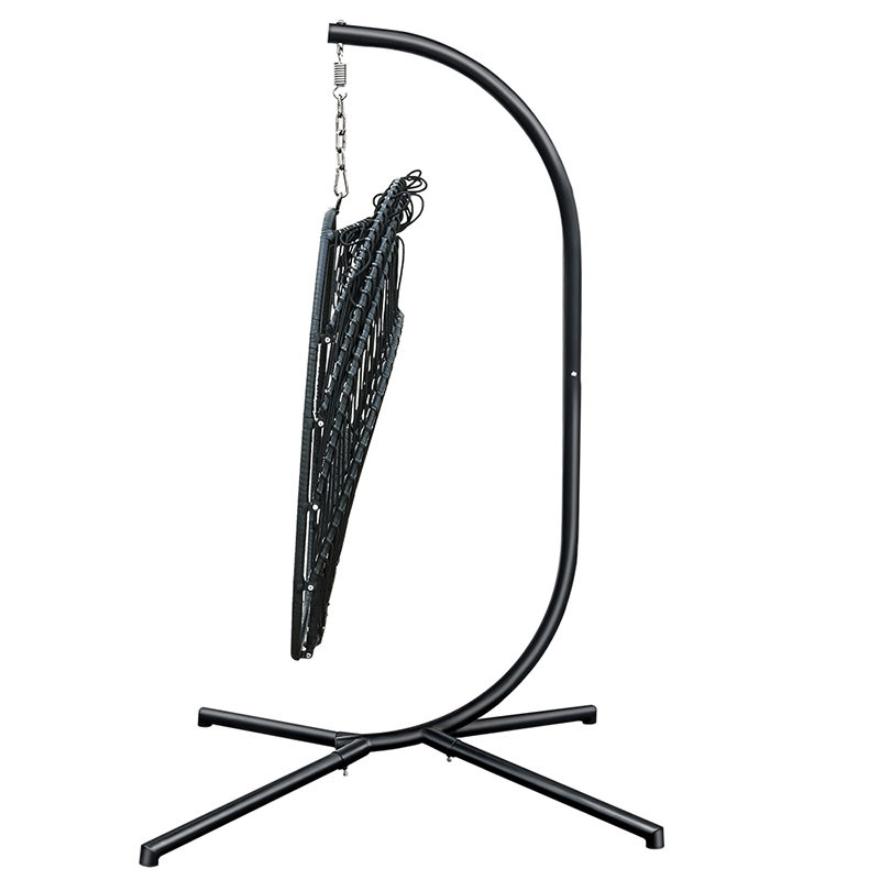 USA warehouse fast delivery Outdoor rattan wicker double seat hanging egg swing chair with metal stand