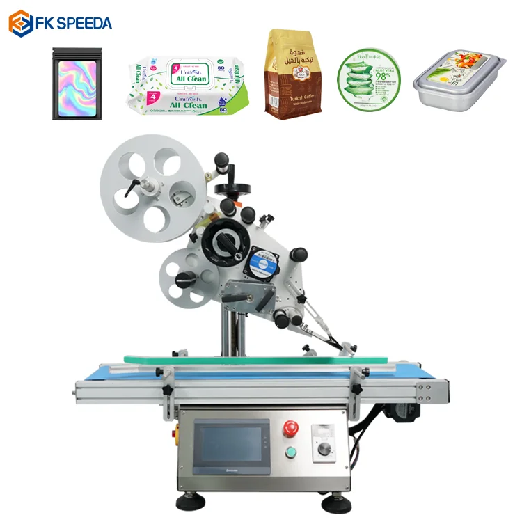 FK611 Stock available automatic tabletop flat surface labeling machine for pouches carton automatic labeling applicator machine from China supplier