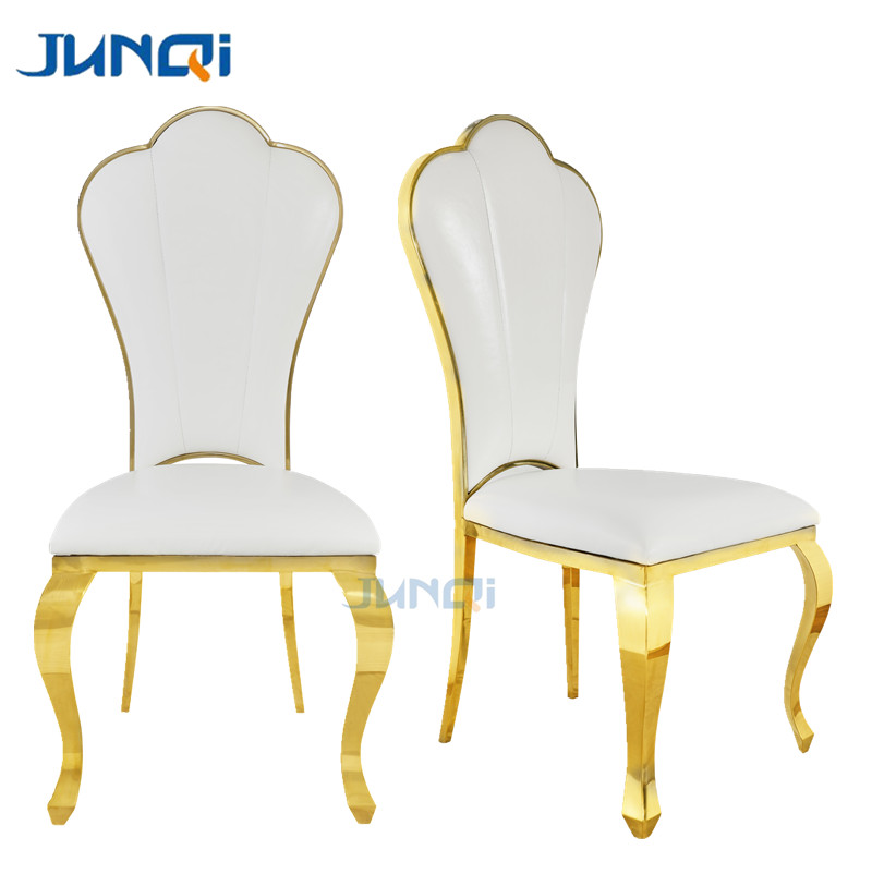 White wedding chairs cushion custom stainless steel banquet chair