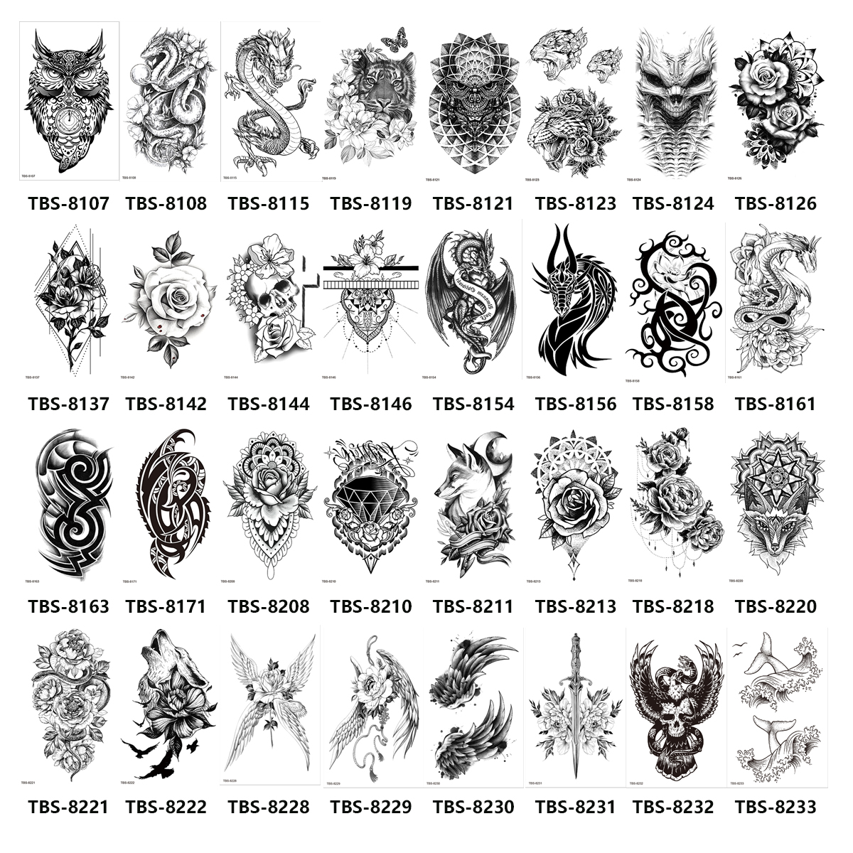 Custom OEM 3D Tattoo Designs Stencils Temporary Tattoo Paper Ink Tatu ...