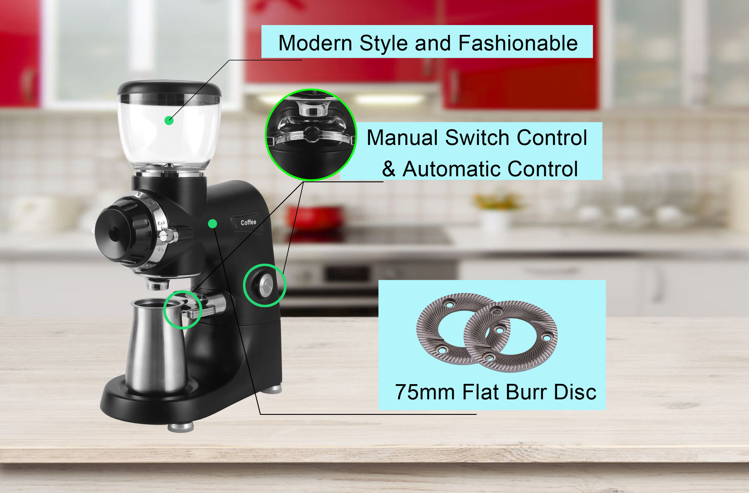 New design Adjustable Electric Espresso Coffee  Grinder Use in Shop and Home