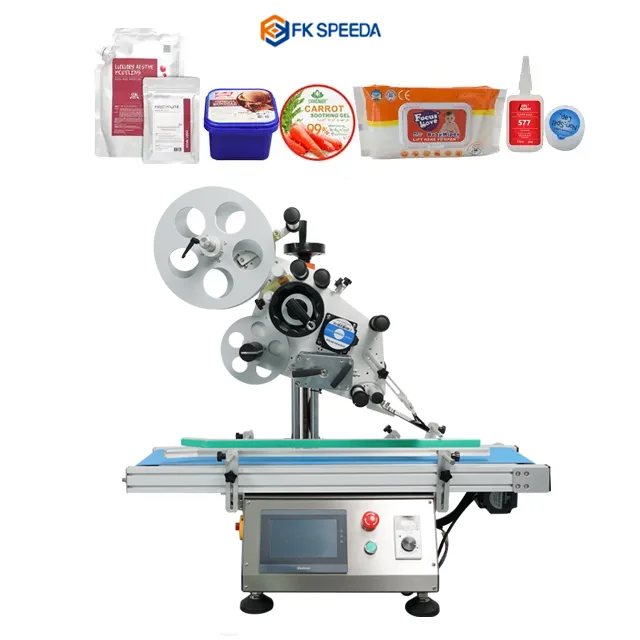 FK-SPEEDA Popular Wet Tissue Flat Surface Bag Carton Box Adhesive Sticker Labeling Machine from China supplier