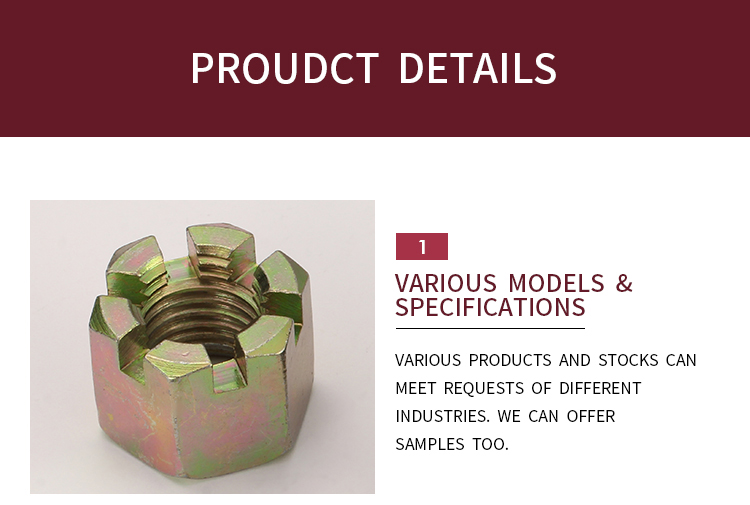 ASME B18.2.2 Self-locking Fine Workmanship Hex Slotted Nuts Hot Dep Galvanized Hexagon Nut