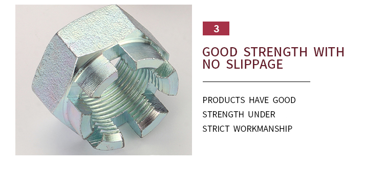 ASME B18.2.2 Factory inventory custom crown nut steel slotted nut truck nuts