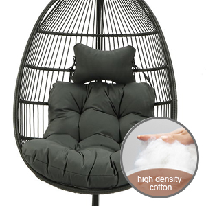 USA warehouse fast delivery Outdoor rattan wicker double seat hanging egg swing chair with metal stand