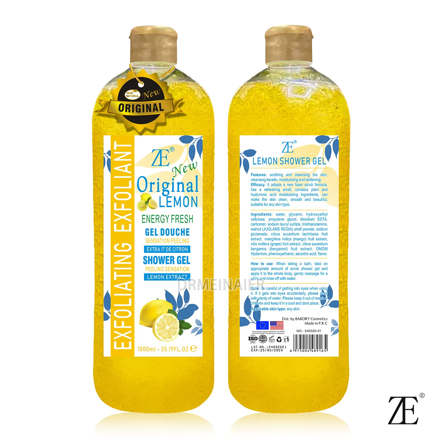 Wholesale 1000ml Fruit Scrub Shower Gel Silky Smooth Refreshing and Moisturizing Skin Cleansing and Long-lasting Body Wash from China supplier