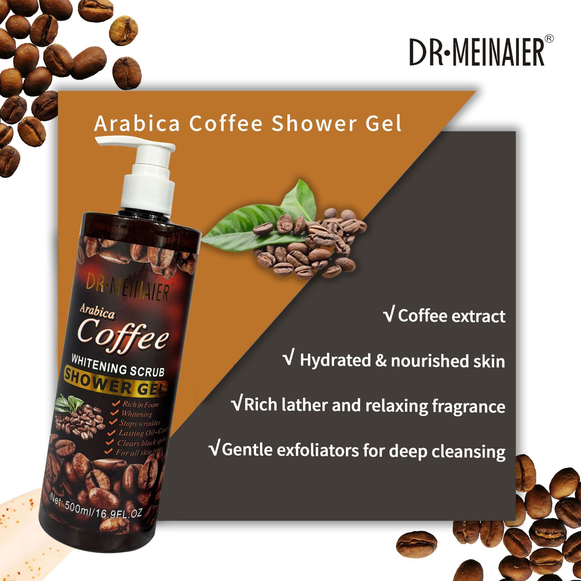 Private Logo Coffee Body Wash Gentle Exfoliating Scrub Deep Cleansing Refreshing Bubble Natural Moisturizing Brightening Skin from China supplier