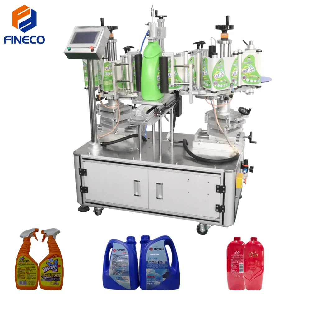 FK909 Efficient double sided label Self-Adhesive Flat Container two sided bottle Front & Back Two sides labeling machine from China supplier