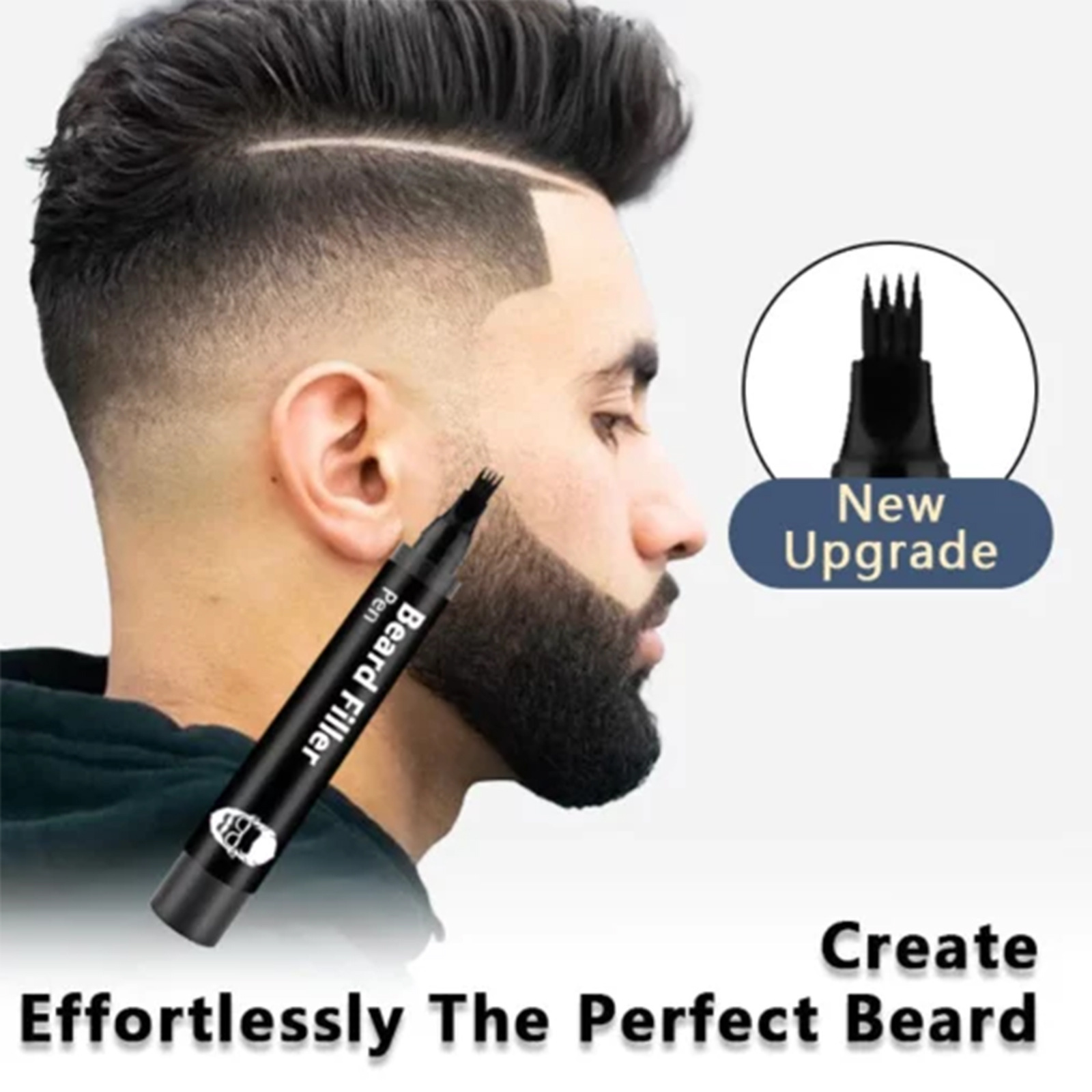 Natural Black Beard Pencil Filler for Men Filling Powder Dark Brown Black Beard and Eyebrow Filler Pen from China supplier