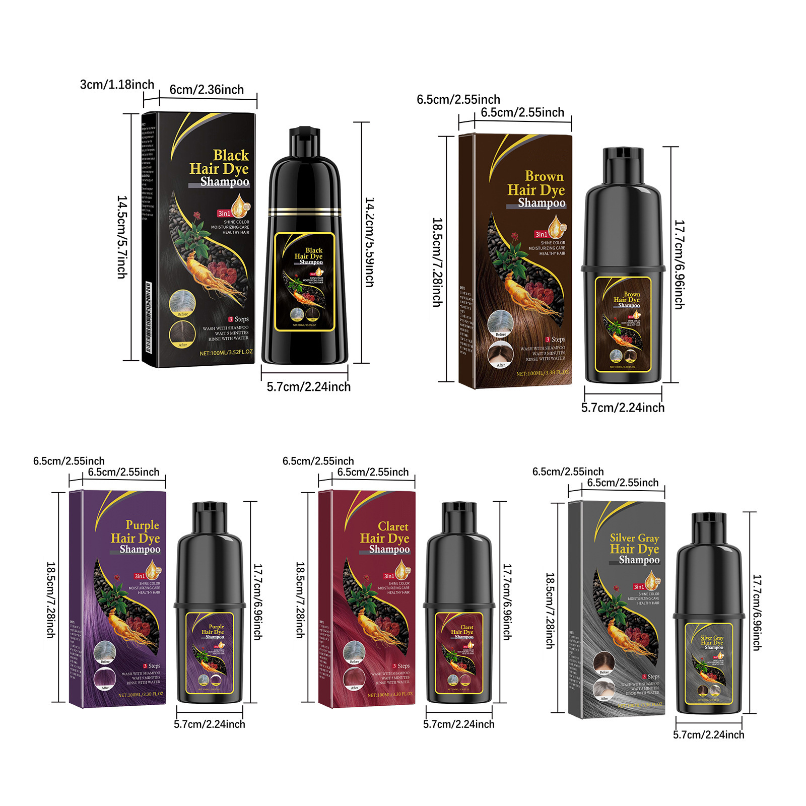 Private Label Instant 100Ml Hair Color Dye Shampoo Natural Black Hair Dye Gel Herbal Formula Colorful Hair Dye Shampoo from China supplier