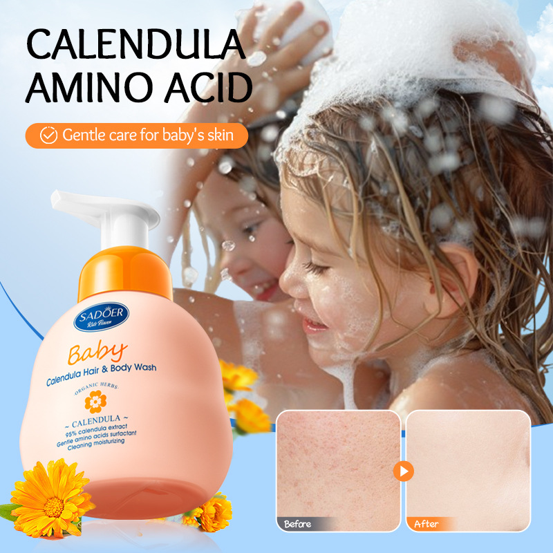 Natural Calendula Amino Acid Skincare Moisturizing Body Wash Anti Dandruff 2 in 1 Children's Shampoo and Bath Gel Products from China supplier