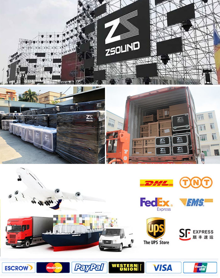 ZSOUND sound system speaker box 15" spl 1200W power subwoofer active line array speaker from China supplier