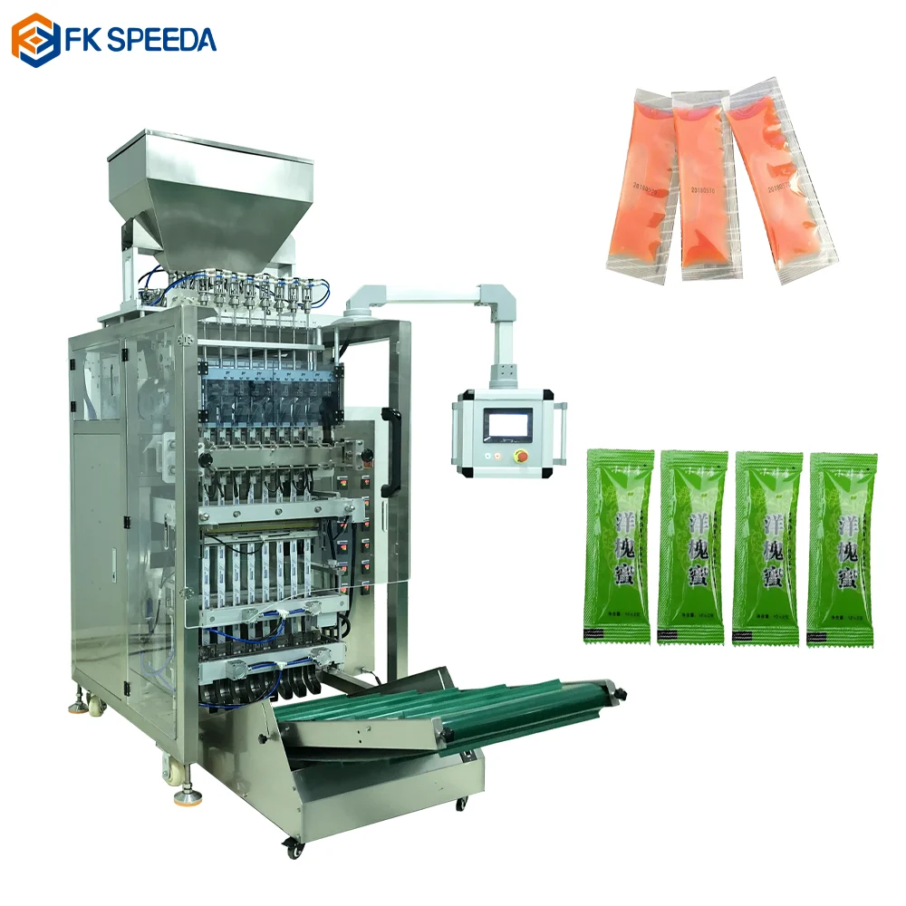 CE automatic 1-50g honey liquid sachet filling machine Shaped bag stick 4 lanes Viscous liquid three-side seal packing machine from China supplier