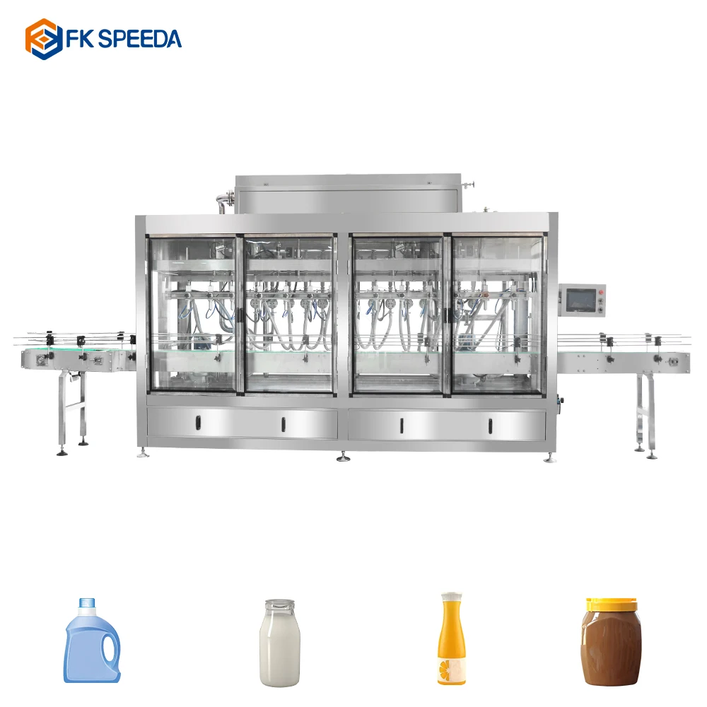 FK-SPEEDA Full automatic mineral water juice sauce jar round taper bottle liquid filling machines from China supplier