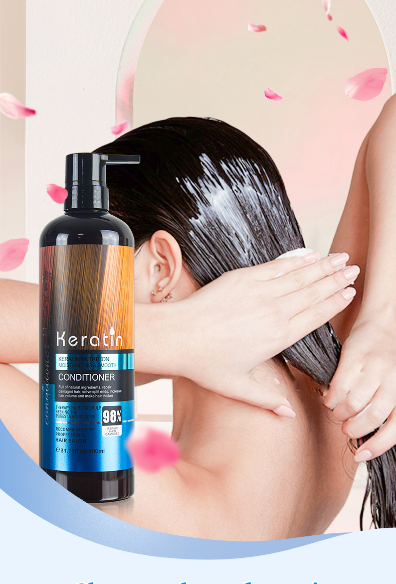 Private Logo Natural Keratin Beauty Hair Care Set Protein Shampoo and Conditioner for Women Anti Hair Loss Products from China supplier