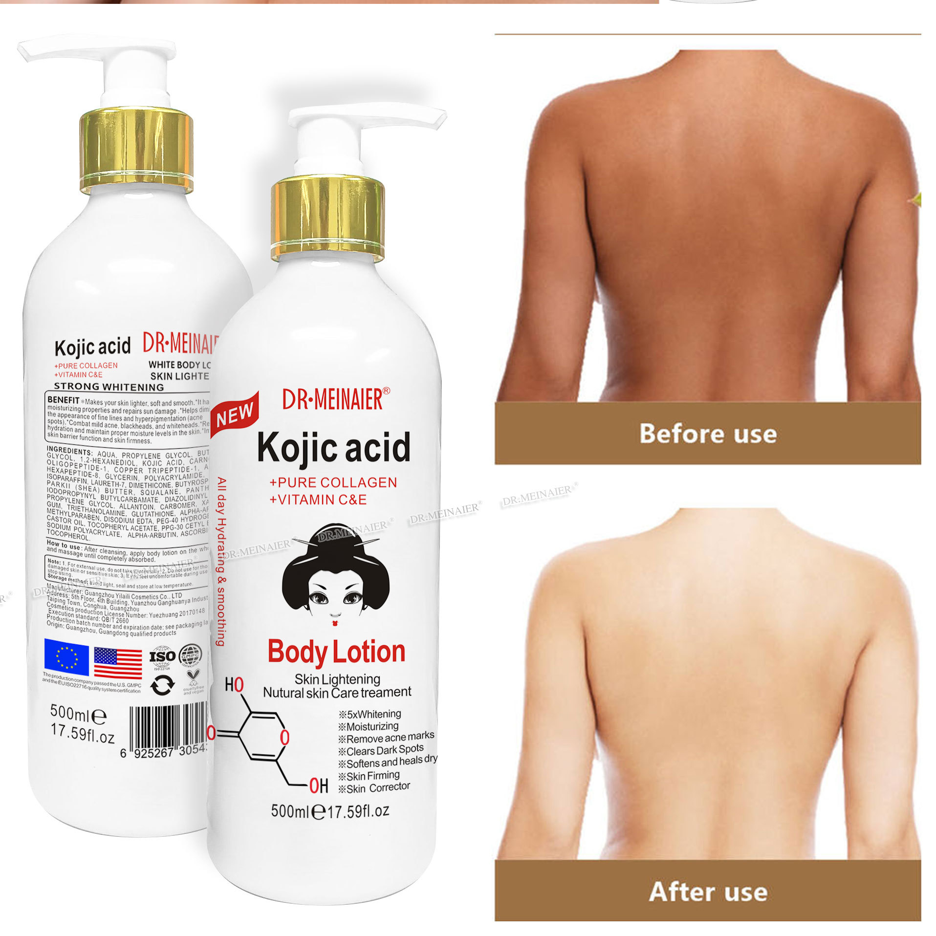 Private Logo Kojic Acid Body Whitening Lotion Moisturizing Anti Aging Face Lotion Nourishing Brightening Body Milk Products from China supplier