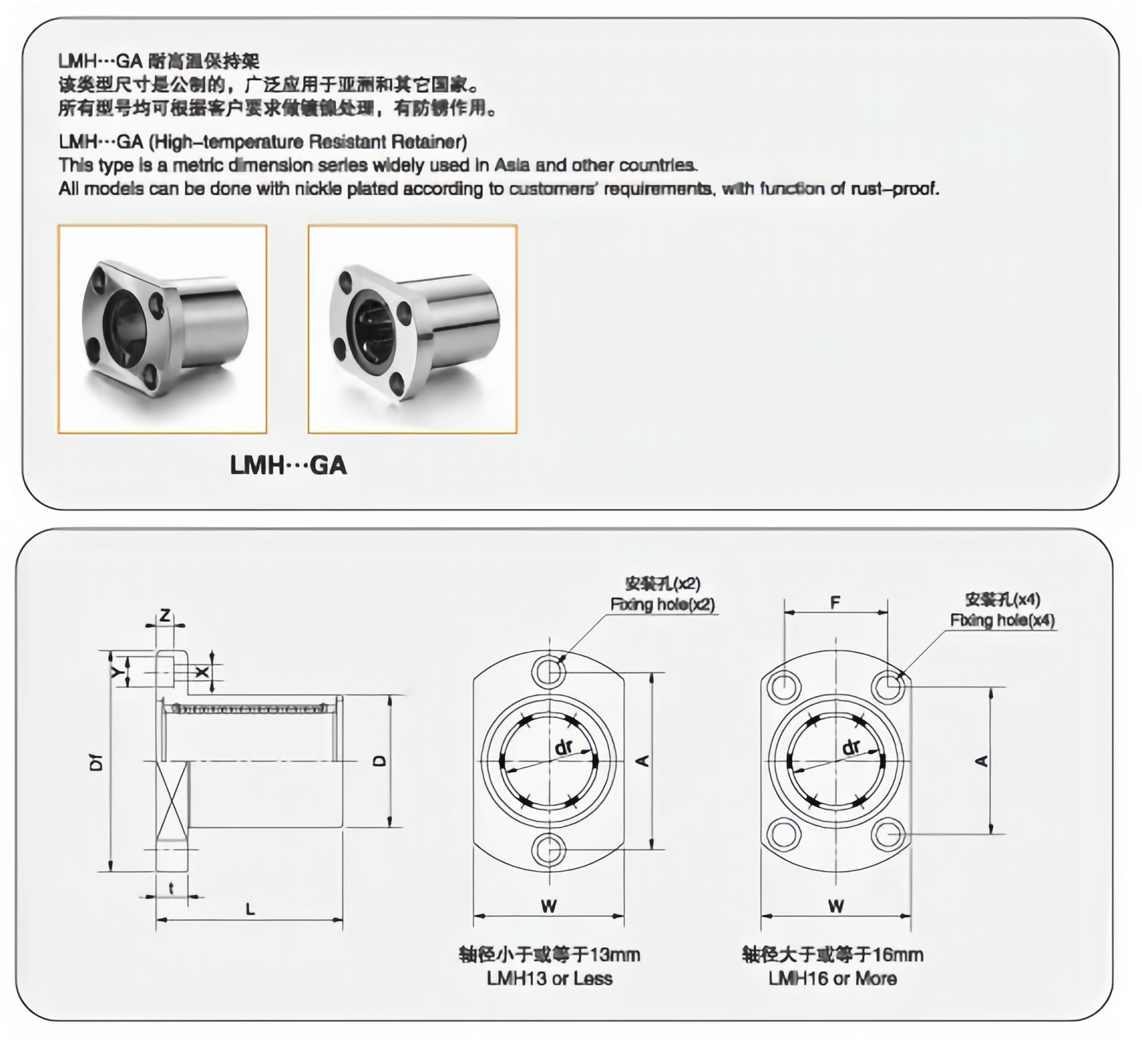 MYT Flange Linear Bearings LMH6 LMH8 LMH10 LMH12 LMH13 LMH16 LMH20UU/LUU Two-side-cut Flange Guide from China supplier