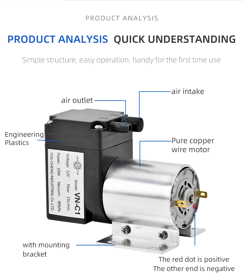 12V/24V 15L/min Small Membrane DC Diaphragm Vacuum Pump Compressor Membrane Pump Head For Medical Equipment Or Blood Pressure from China supplier