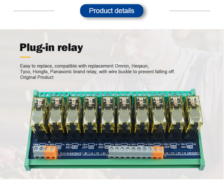 Huaqingjun 8-Channel 1NO 1NC HeQuan Relay Module Compatible NPN and PNP DC24V RJ1S-CL-D24 Electromagnetic Relays for PLC from China supplier