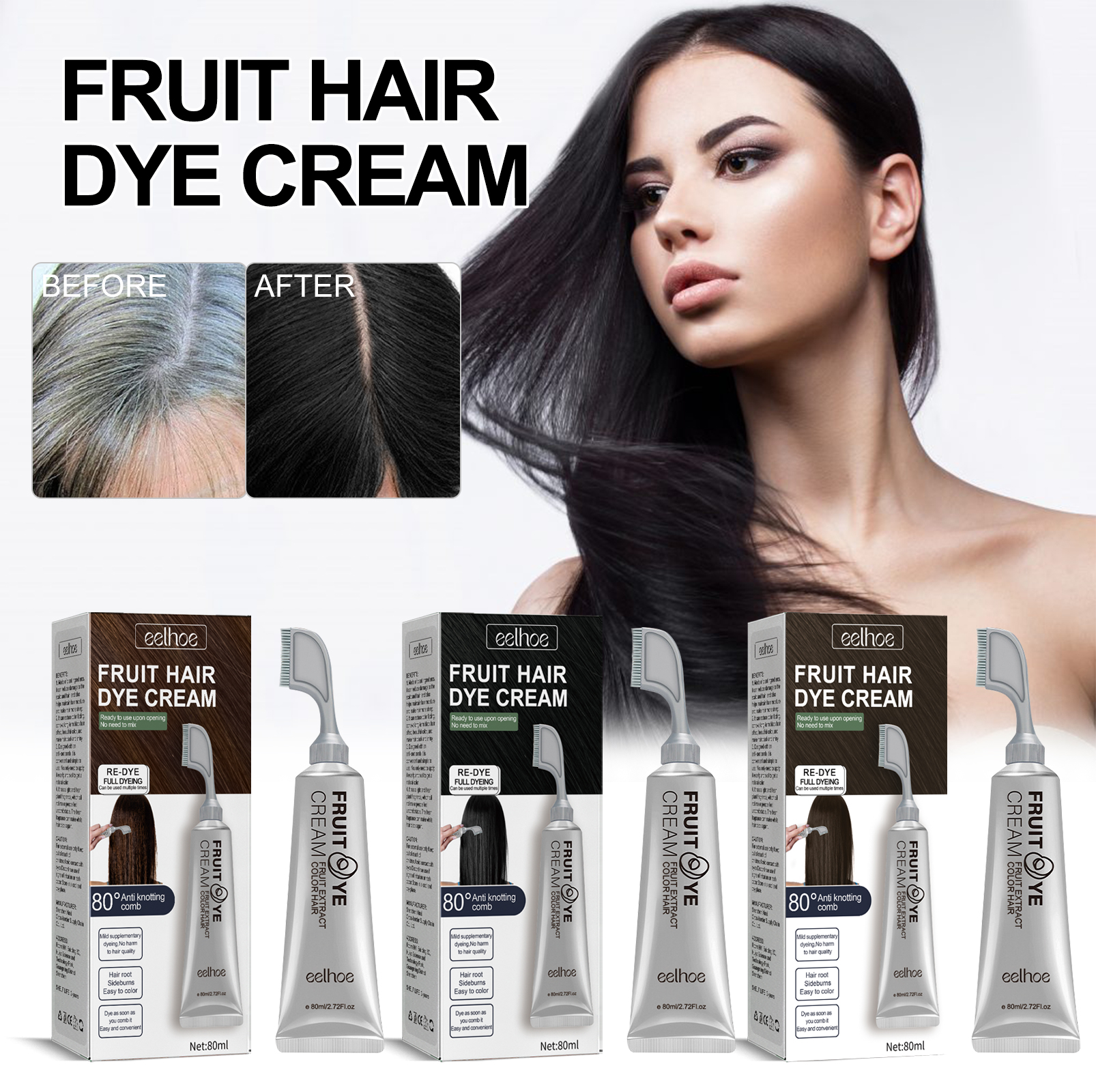 Private Label Available Popular Fruit Hair Full Dye Cream Black Easy to Color Green Pollution-Free Cream from China supplier