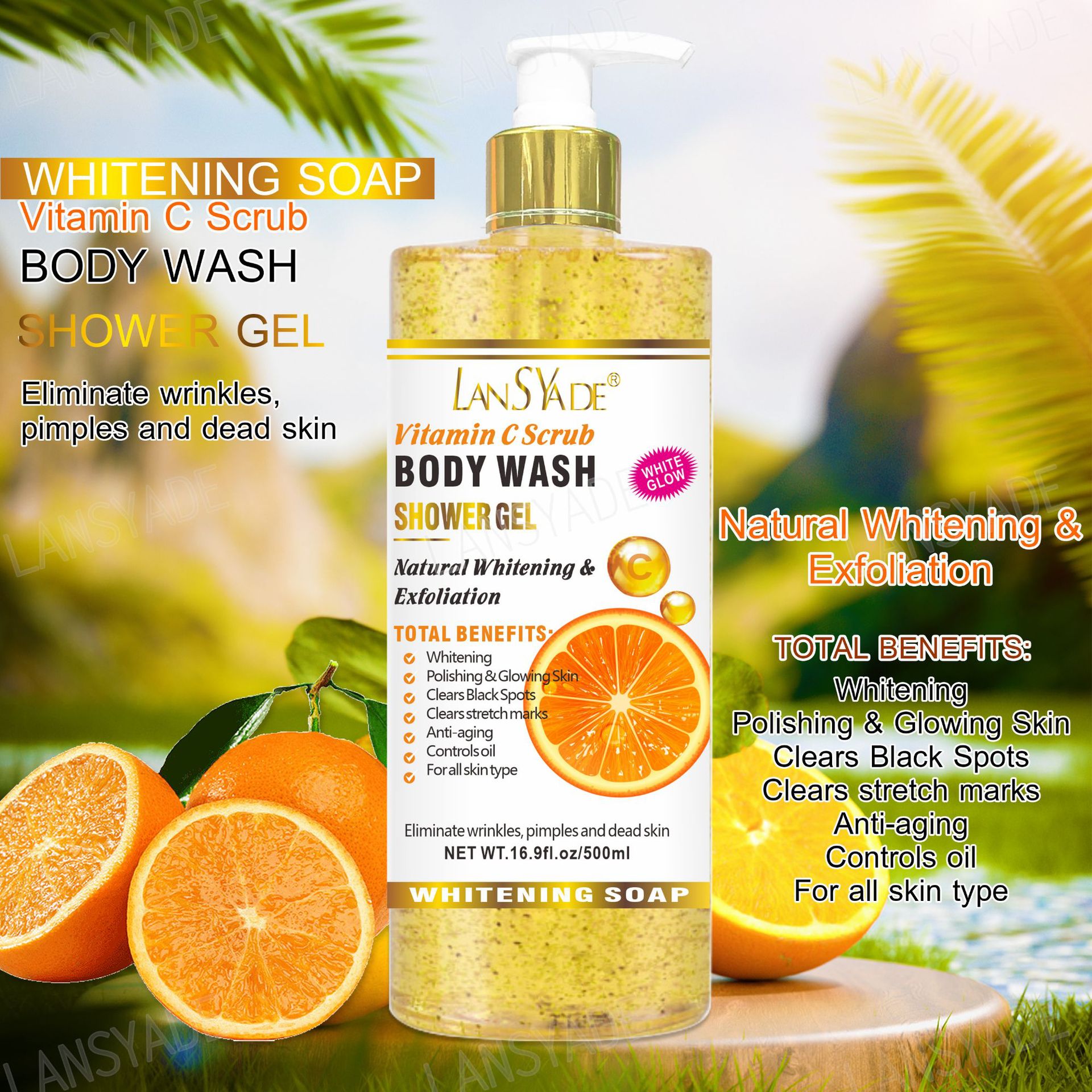 Private Logo Shower Gel Vitamin C Turmeric Fruits Body Wash Whitening Moisturizing Exfoliating Scrub Bath Soap Skin Care from China supplier