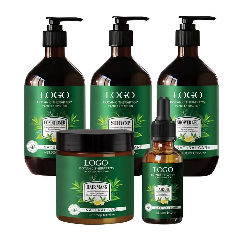 OEM ODM Professional Plant Essence Hair Care Set 500ml Volume Organic Natural Herbal Formula Cream Gel Oil in Tea Tree Style from China supplier