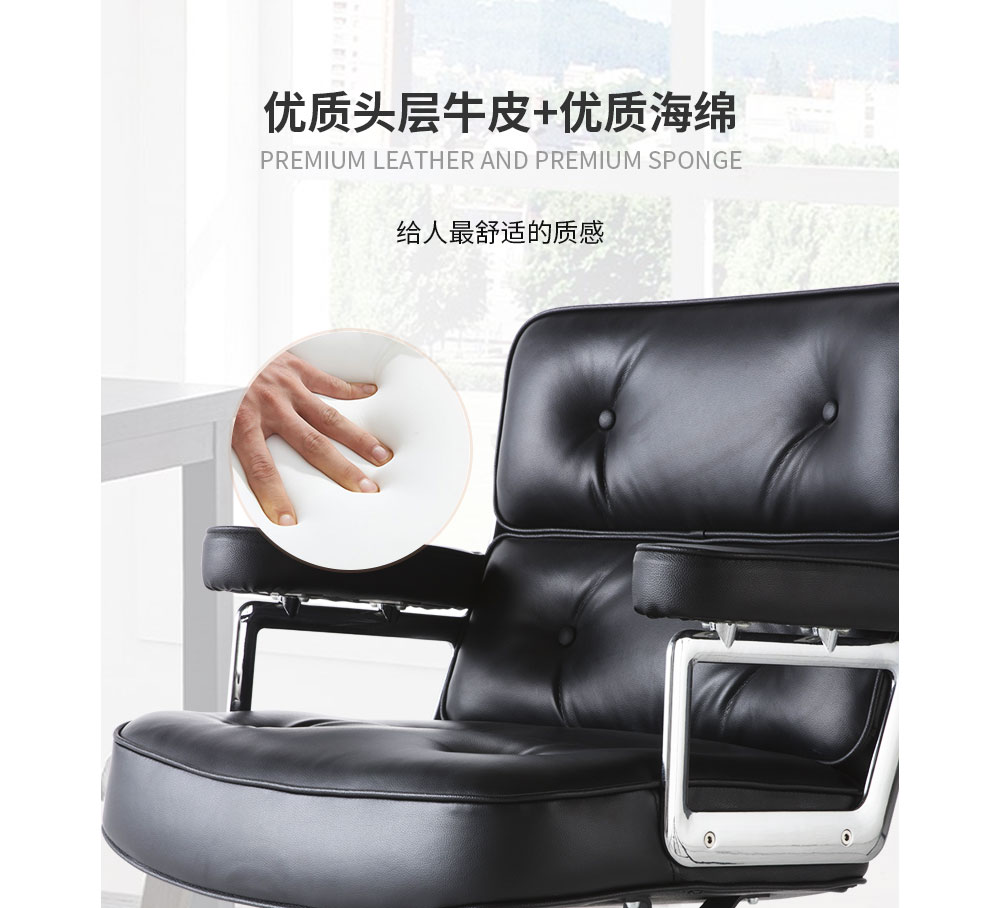 1PCS USA free shipping Aluminum alloy frame leather swivel chair modern black cheap executive office lobby chairs