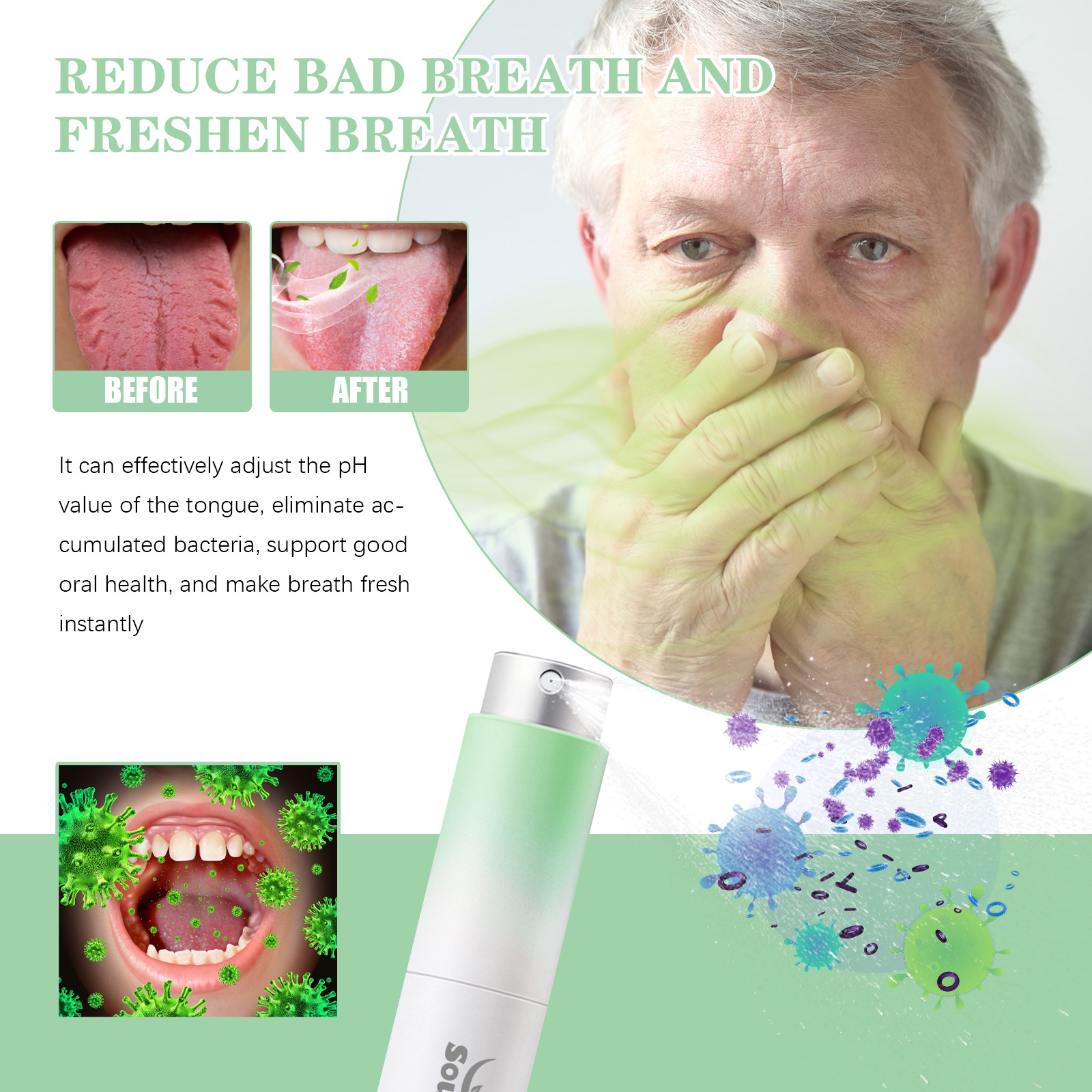 Portable Mint Perfume Mist Freshener 8ml Oral Spray for Breath Control and Odor Removal Targets Dry Mouth and Bad Breath from China supplier