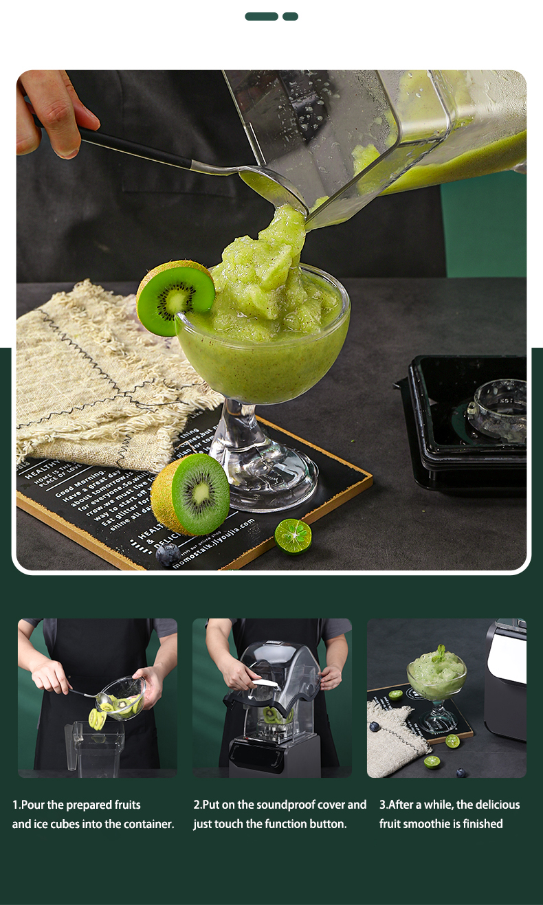 Low noise Smoothies Blender with Sound-Proof Cover Professional Industrial Blender Commercial 2L Blender